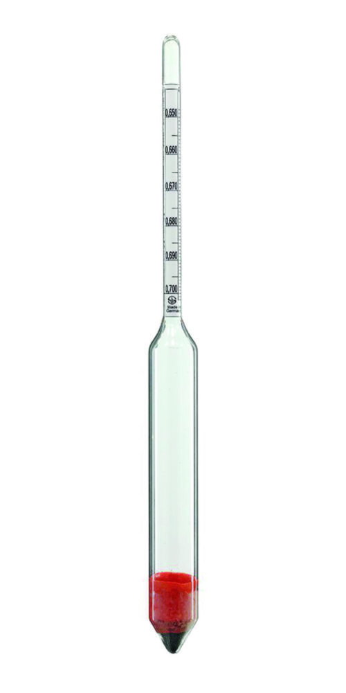 Precision density hydrometer, S50-065 0.650-0.700:0,002 g/cm³, length 190mm, w/o. thermometer
