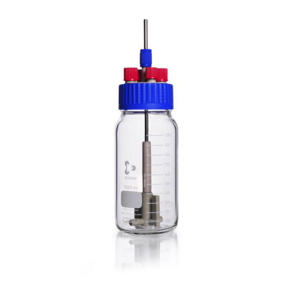 GLS 80 stirred reactor incl. 1000 ml GLS 80 bottle, GL 14 PP screwing, 2 x GL 14 and GL 18 PBT caps