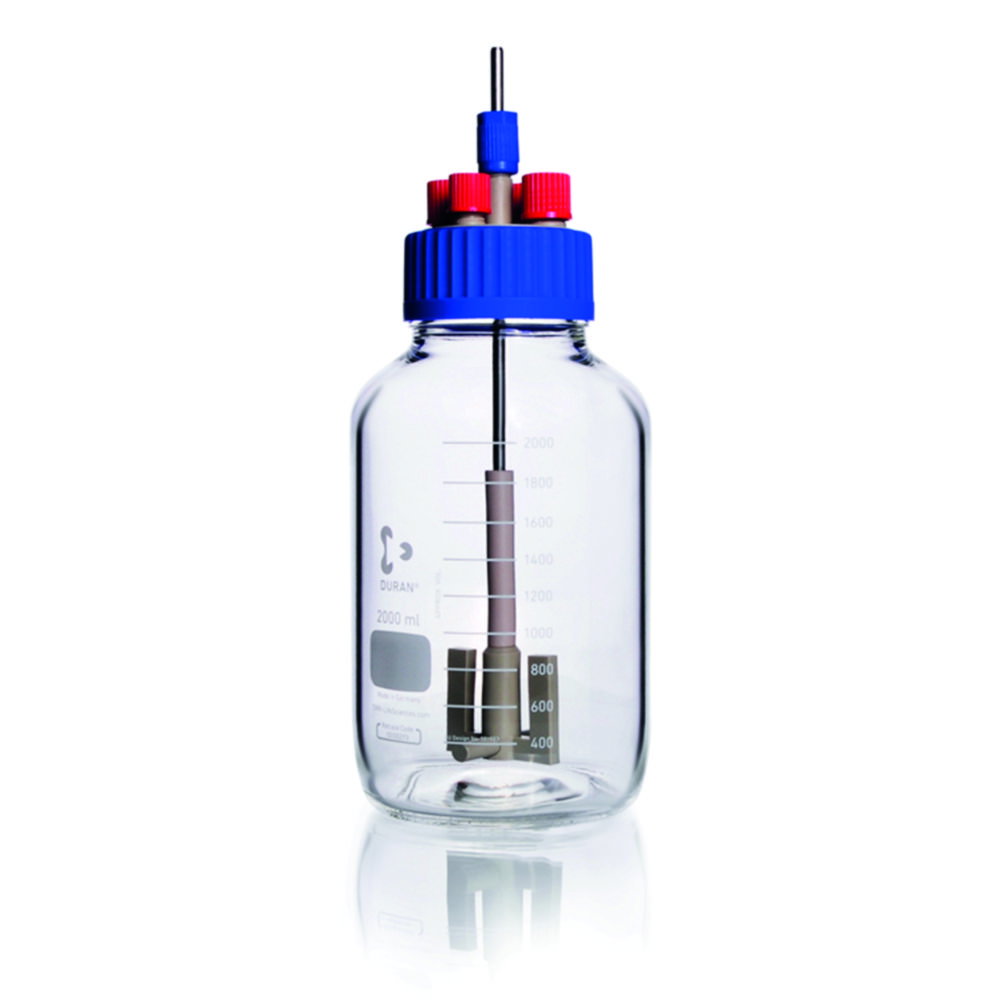 GLS 80 stirred reactor incl. 2000 ml GLS 80 bottle, GL 14 PP screwing, 2 x GL 14 and GL 18 PBT caps