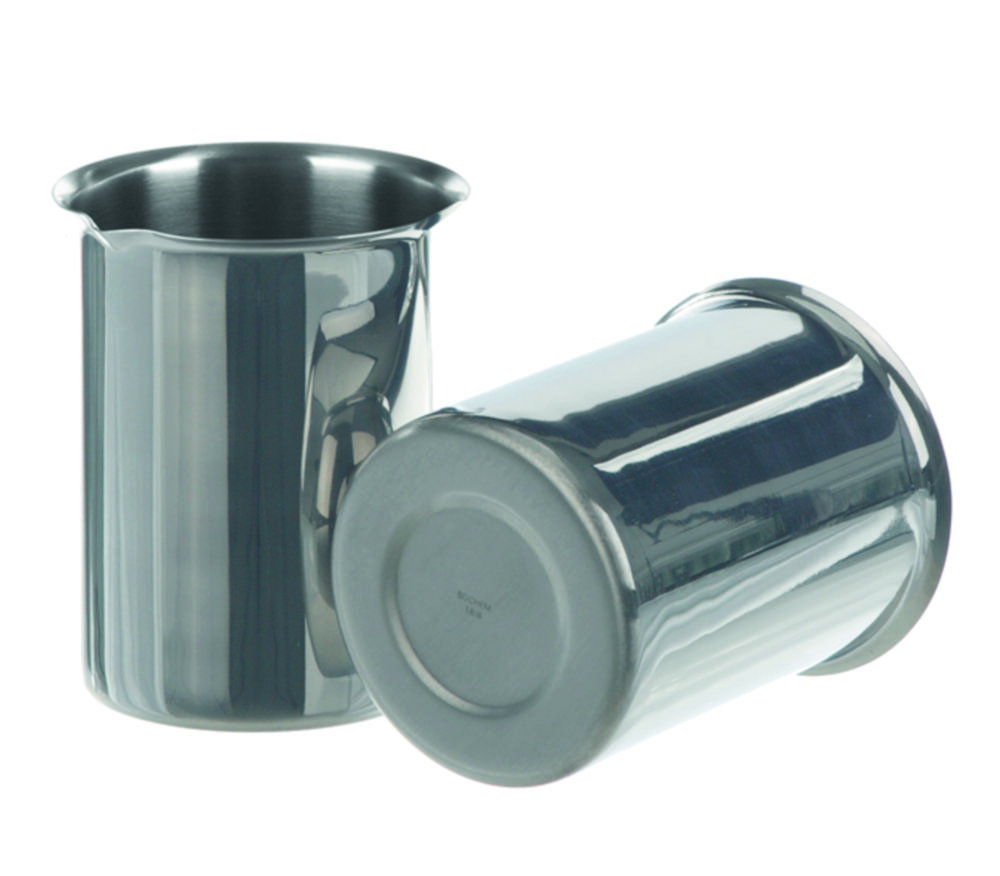 Beaker 5000 ml, 18/10 steel with rim and spout