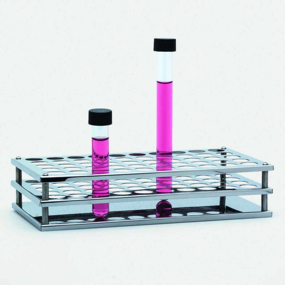 Test tube rack, stainless steel for 40 tubes Ø 18mm