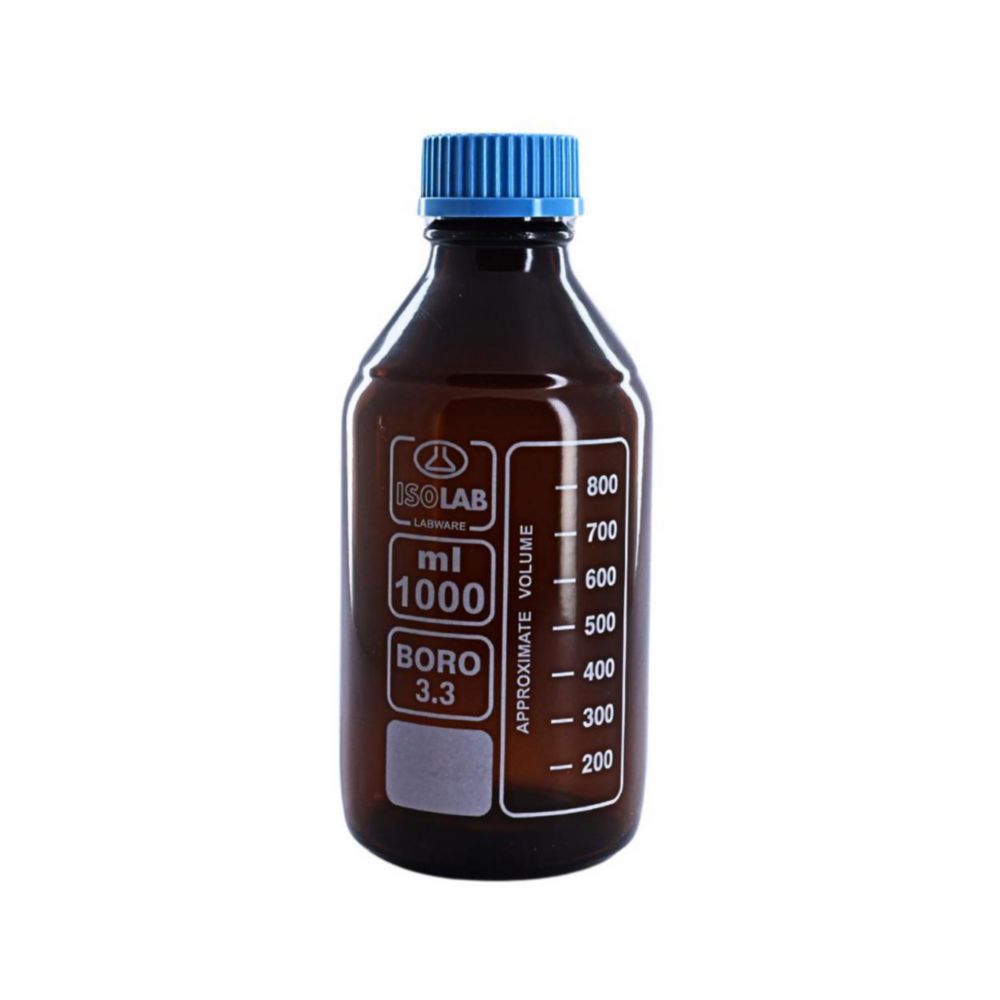 Bottle 1000 ml amber, boro, with screw cap, coated