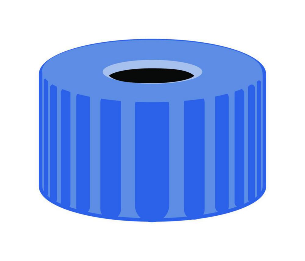 Screw cap, PP, N9 without sealing disk, blue, center hole pack of 100