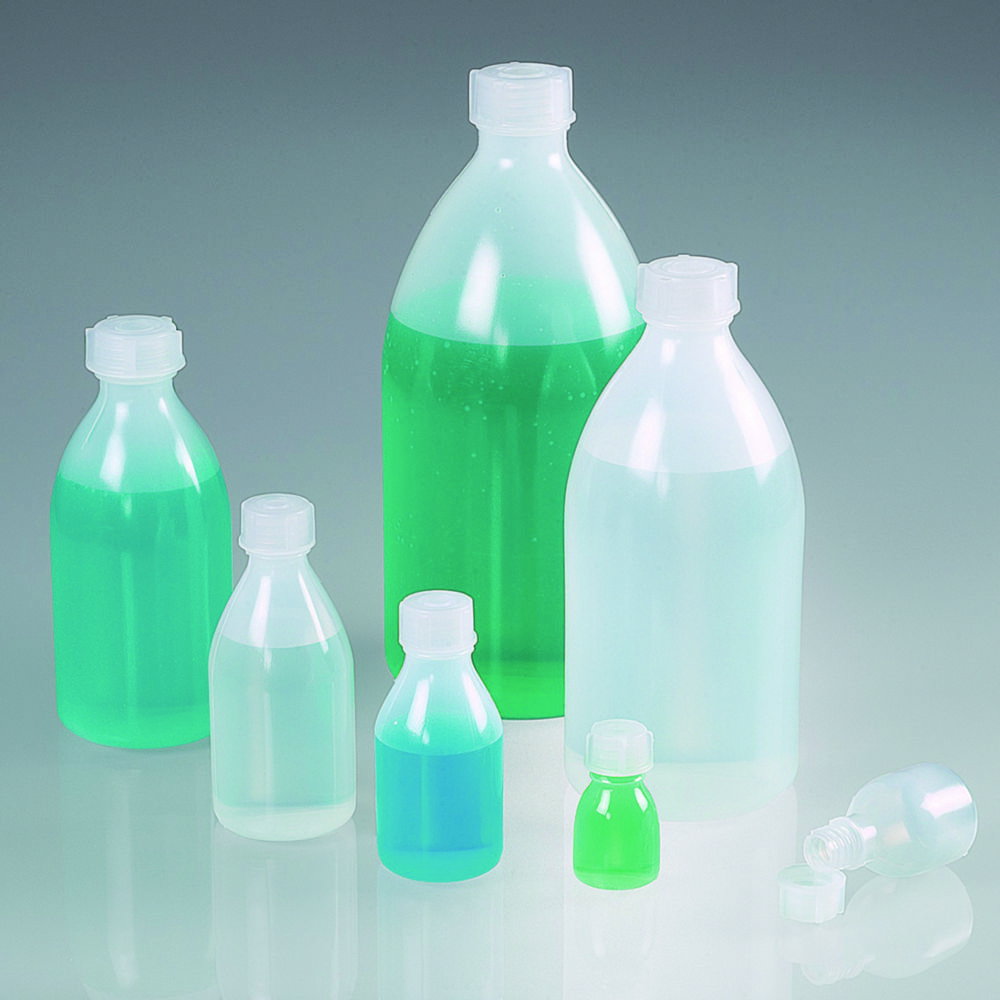 Bio-Narrow neck bottles 1000 ml green LDPE, m.V., LaboPlast, pack of 5