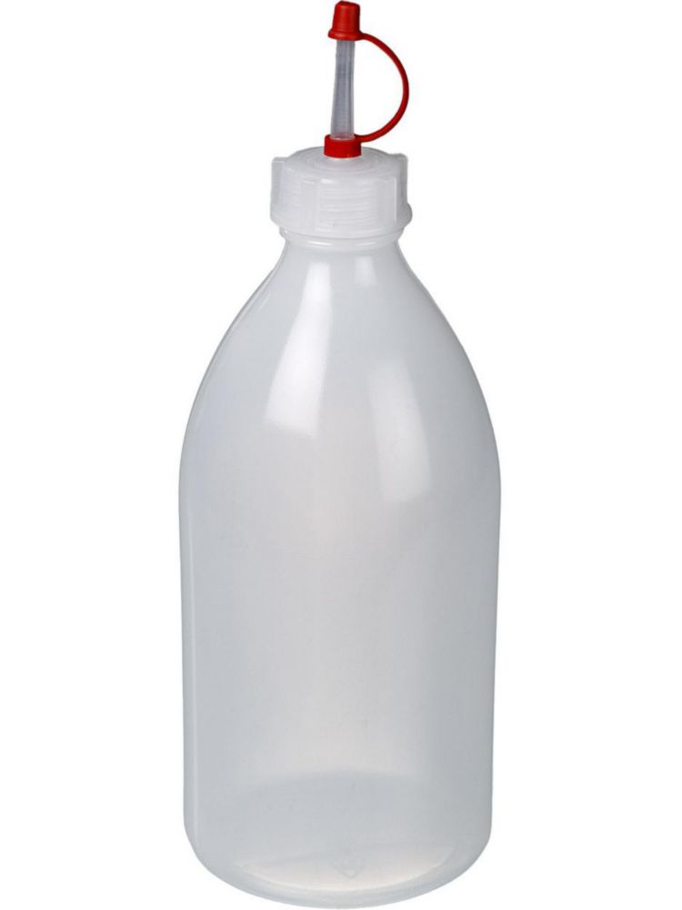 Narrow neck bottle 500 ml, LDPE with drop closure and cap