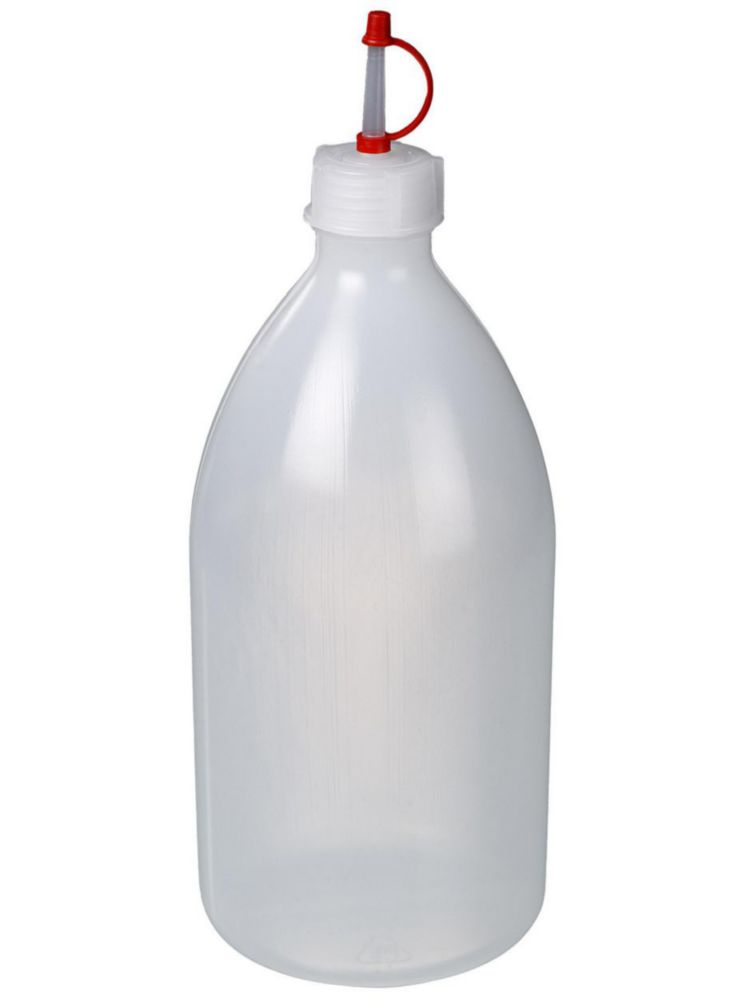 Narrow neck bottle 1000 ml, LDPE with drop closure and cap