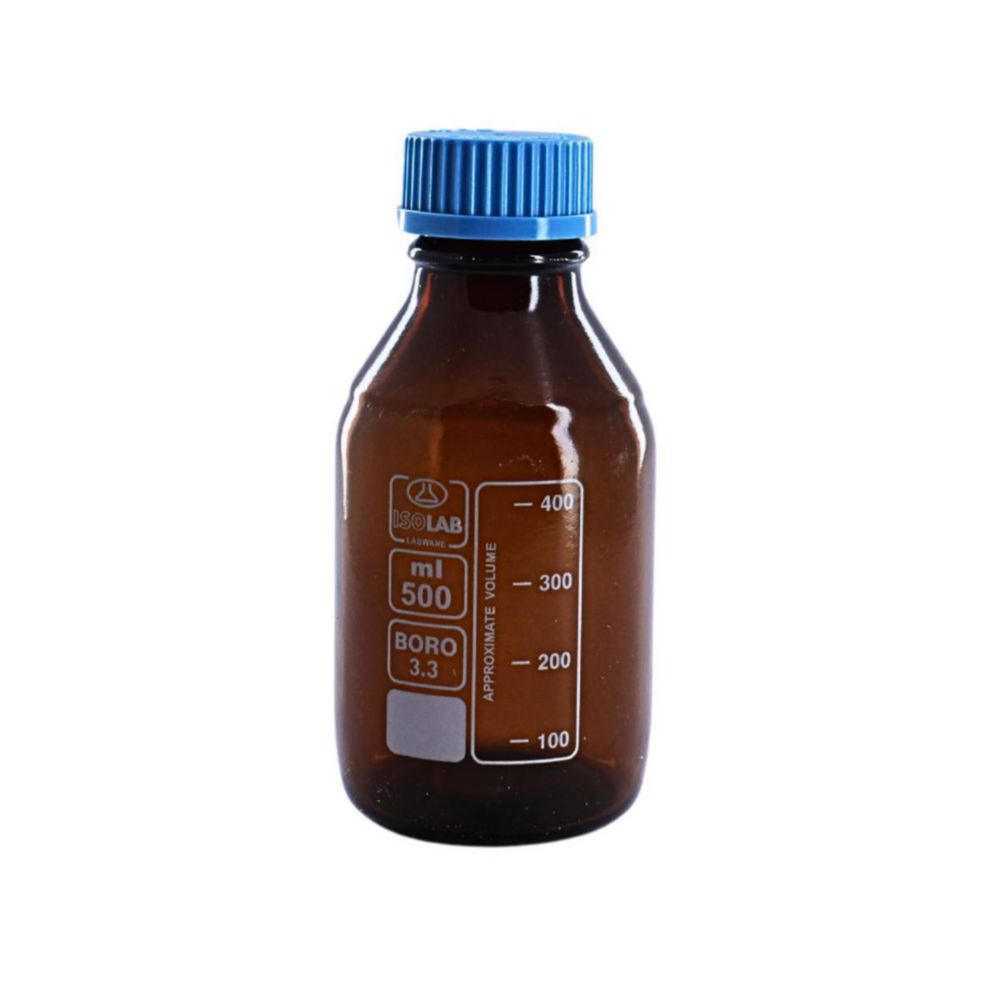 Bottle 500 ml amber, boro, with screw cap, coated