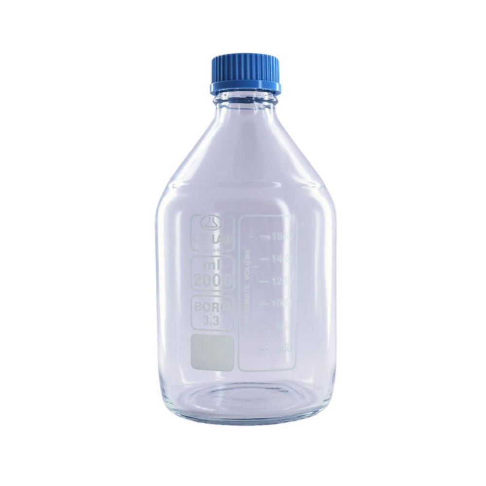 Bottle 2000 ml clear, boro, with screw cap, coated