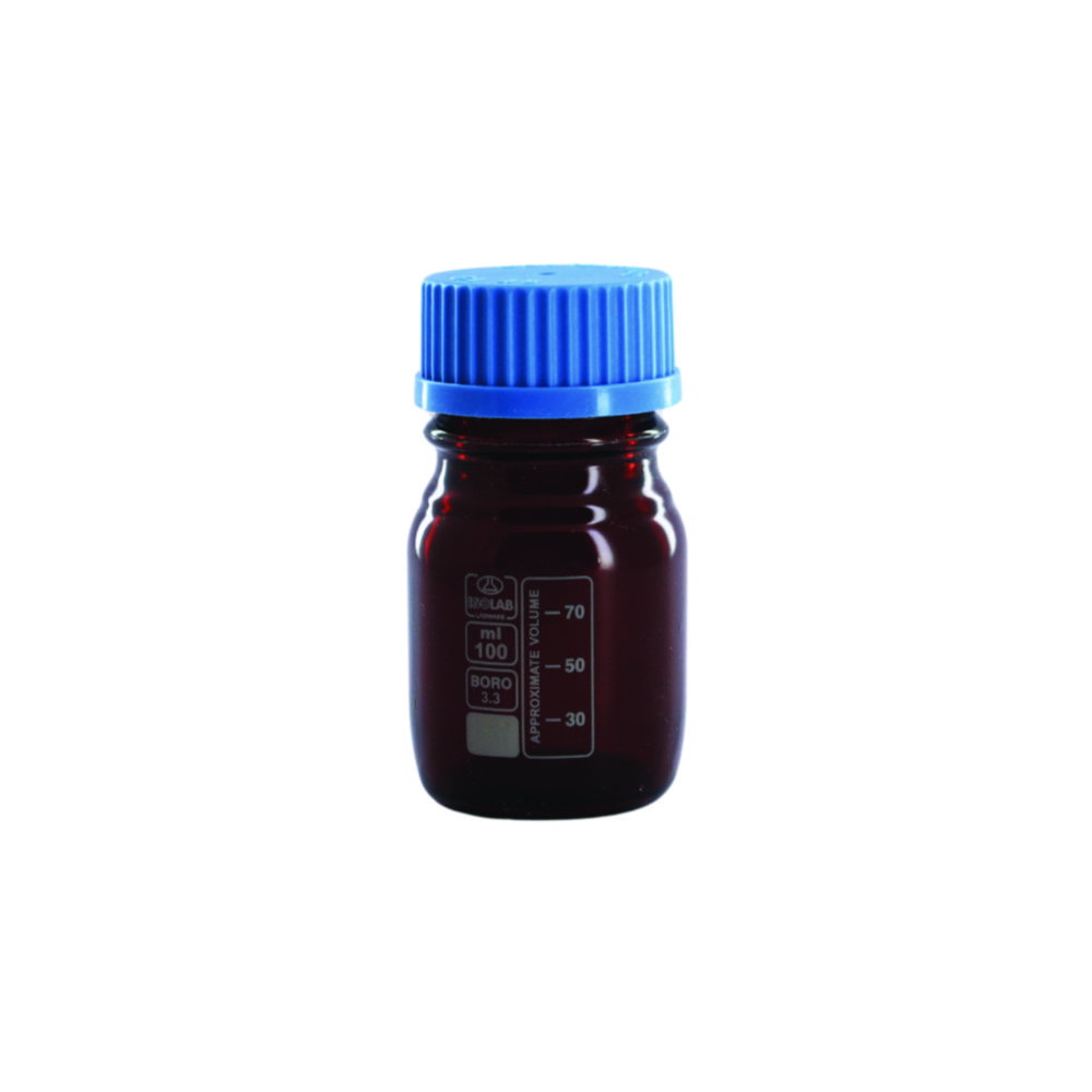 Bottle 100 ml amber, boro, with screw cap, coated