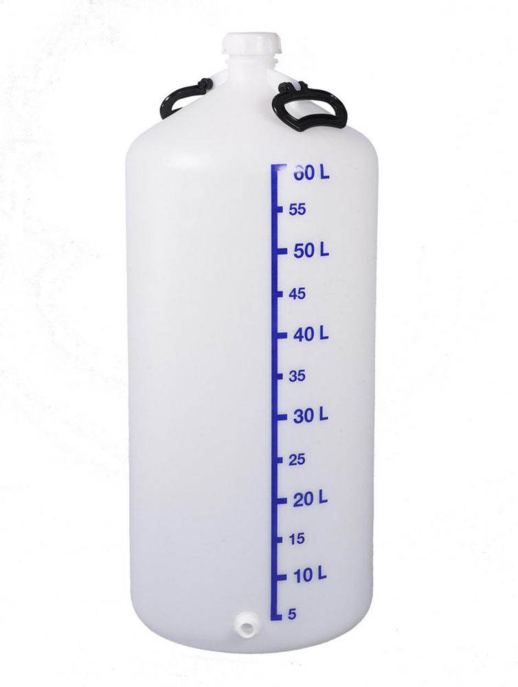 Storage bottle 60 liters HDPE, with threaded ends