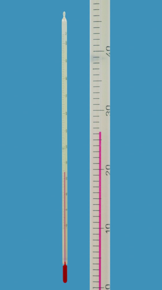 Rod thermometer -35...+50:1°C white coated, 260x5-6, 5mm red special filling