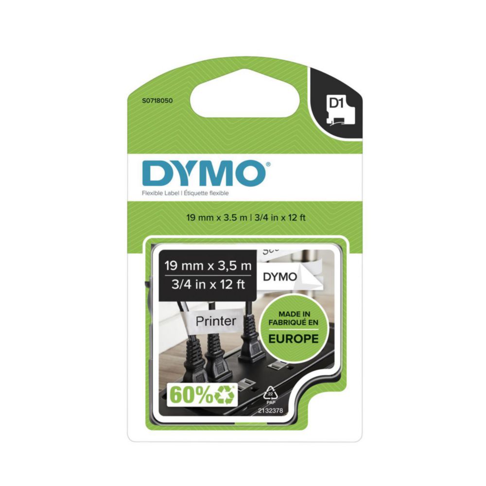 DYMO® D1-Tape Nylon (High Performance), 19mm x 3,5m, black on white