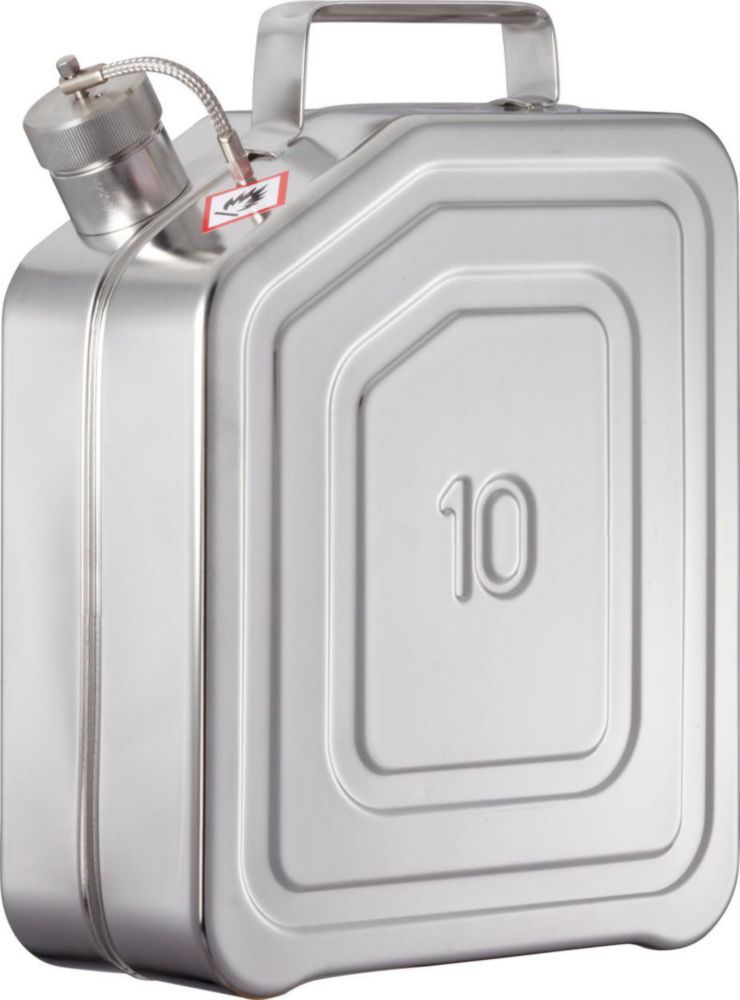 Safety transport container,canister,st.steel cap. 10 ltrs.