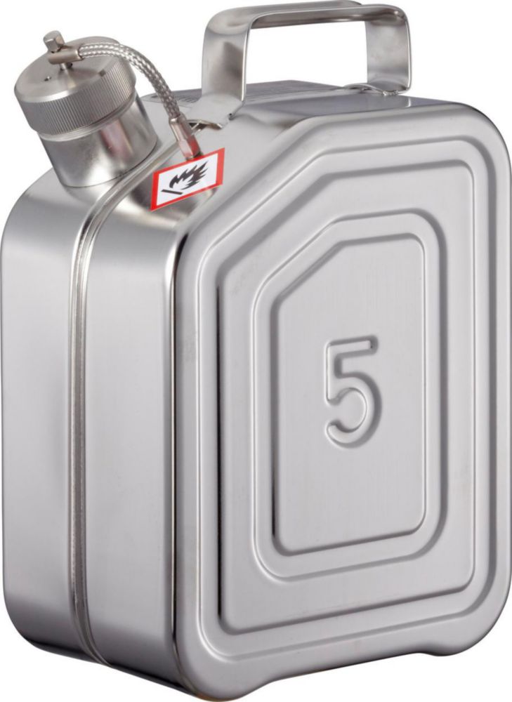 Safety transport container,canister,st.steel cap. 5 ltrs