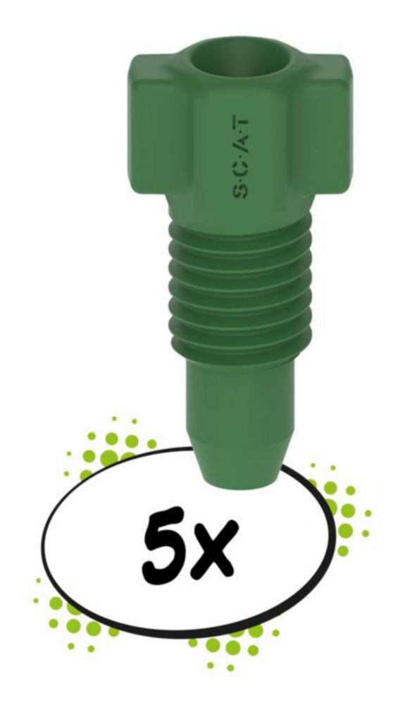 PE fitting, 1.6 mm OD, green pack of 5