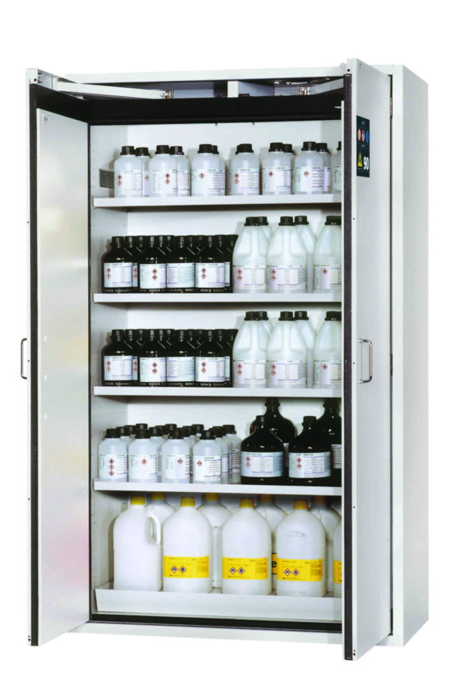 Safety Cabinet S-CLASSIC-90 WD 1968x1200x615mm (HxWxD), RAL 7035, 4 shelves, 1 perforated plate, 1 bottom collection sump