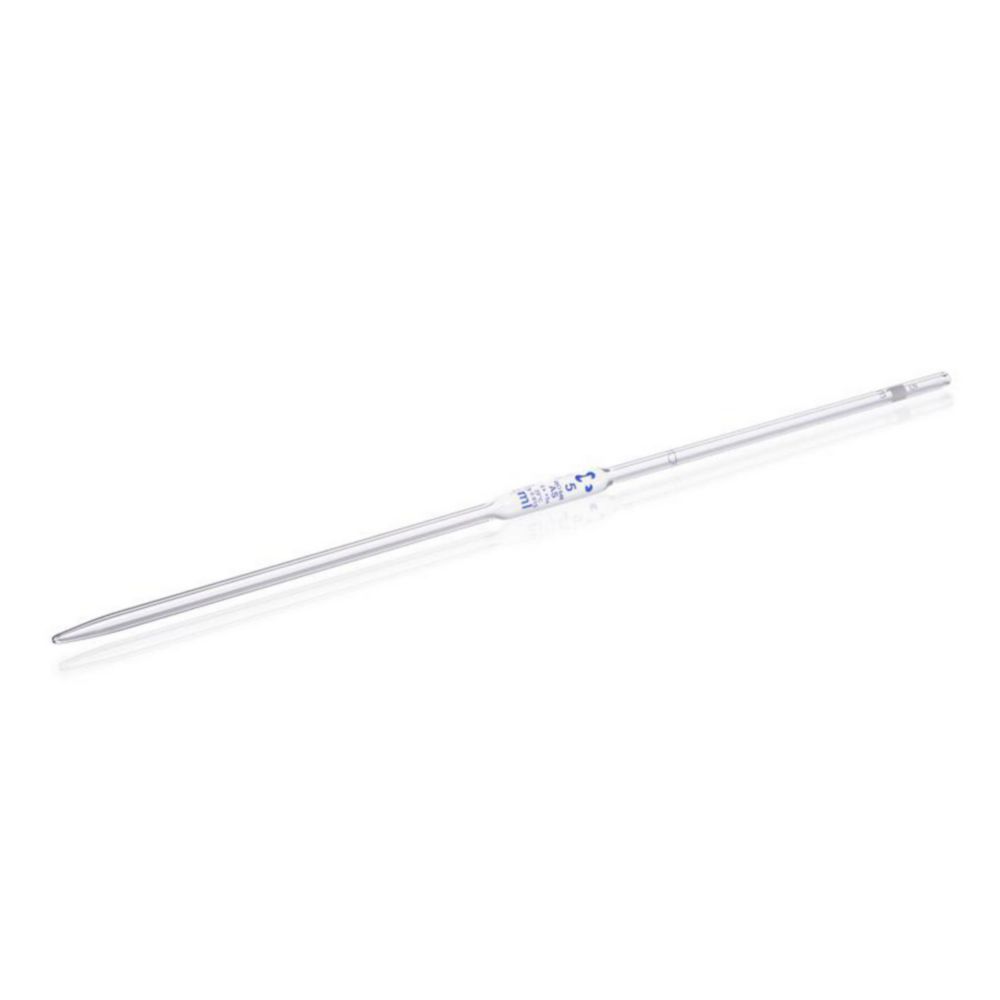 Glass bulb pipettes 5 ml, conformity certified blue print, accuracy class AS, batch certificate, batch certificate, 1 mark, pack of 6
