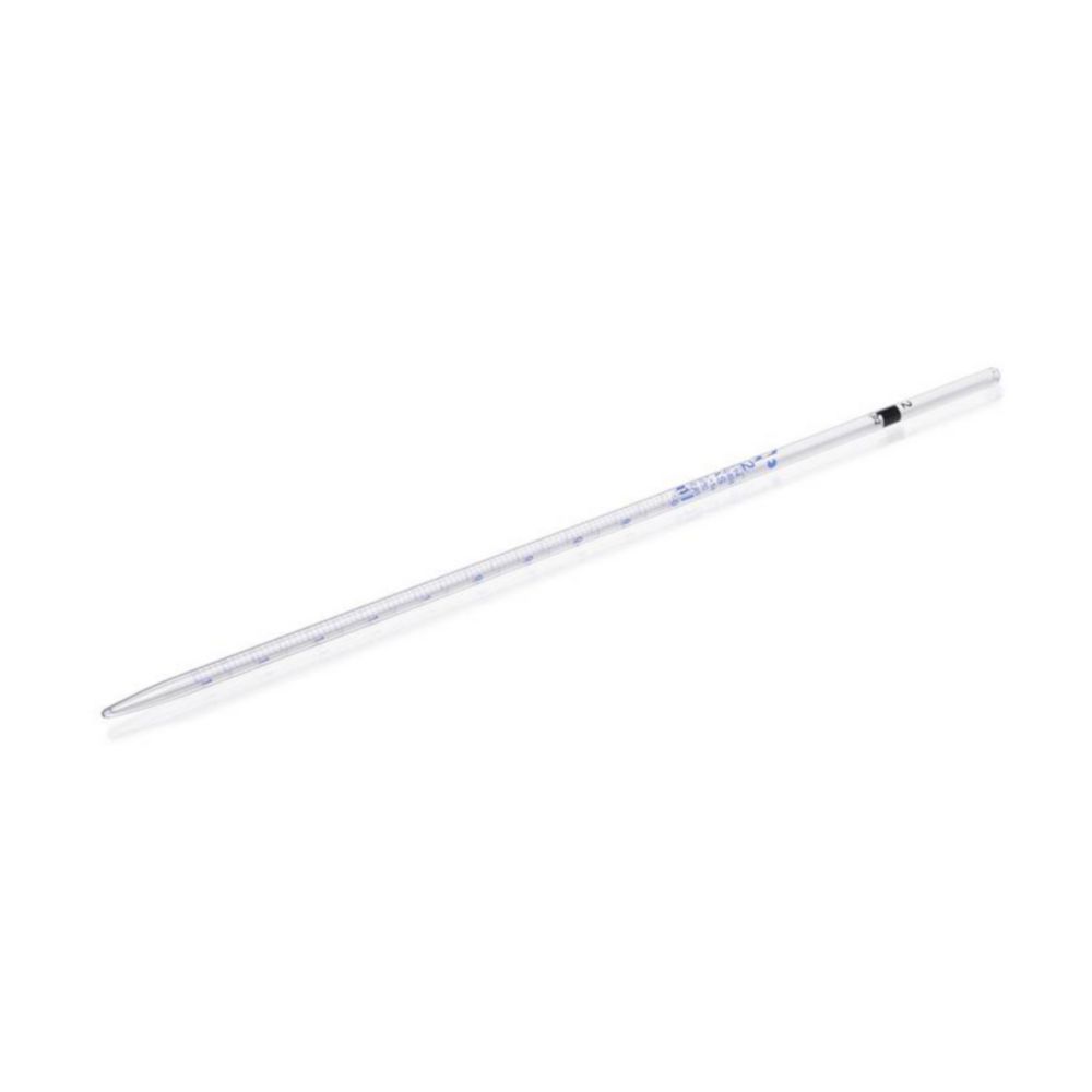 AR® glass graduated pipettes 2 ml cl. AS, blue printing, type 3, batch certificate, pack of 12