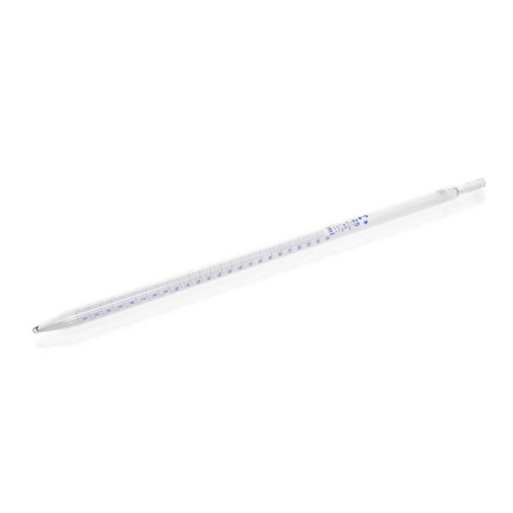 AR®-glass graduated pipettes 25 ml conformity certified, blue printing, accuracy class AS, batch certificate, pack of 6