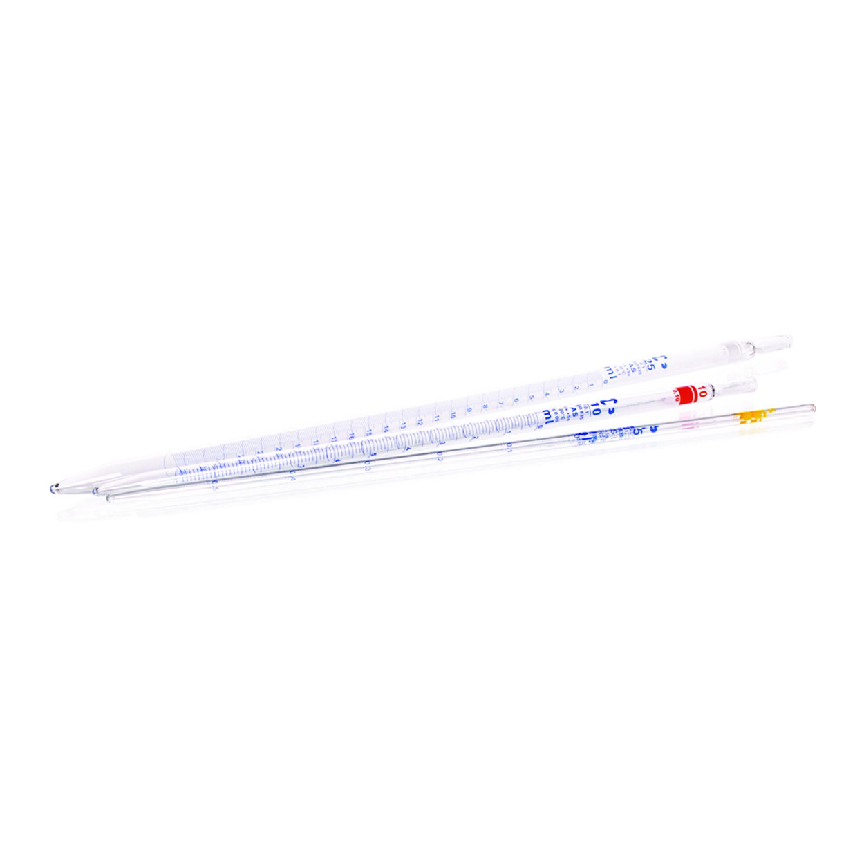 AR®-glass graduated pipettes 2 ml conformity certified, blue printing, accuracy class AS, batch certificate, pack of 12