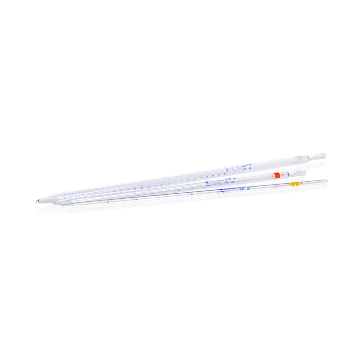 AR®-glass graduated pipettes 50 ml conformity certified, blue printing, accuracy class AS, batch certificate, pack of 6