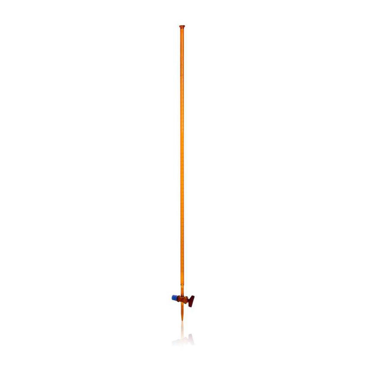 Burette 25 ml, amber glass cl. AS, CoC, white printing, straight glass stopcock