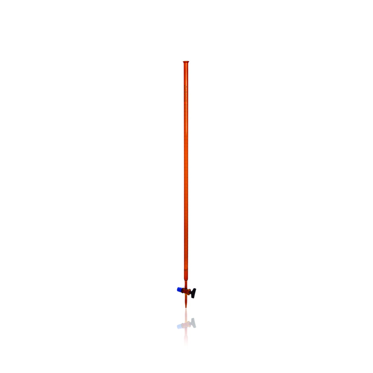 Burette 100 ml, amber glass cl. AS, CoC, white marking, straight glass stopcock
