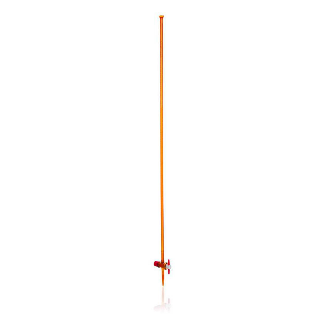 Burette 10 ml, amber glass cl. AS, CoC, white marking, straight PTFE stopcock