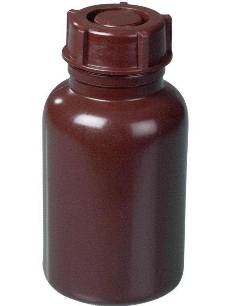 Wide neck bottle 250 ml LDPE, brown, with screw-cap