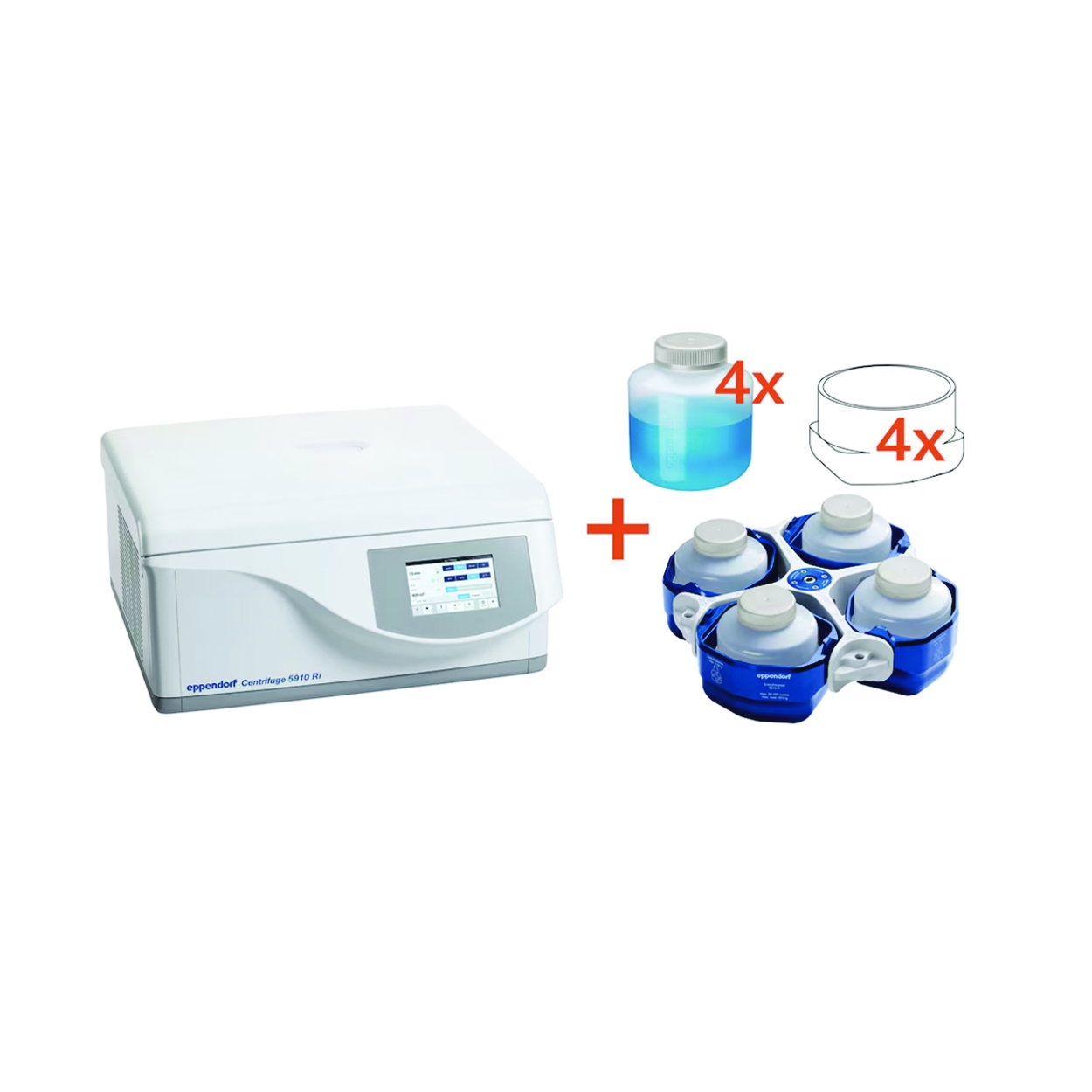 Centrifuge 5910 Ri G, refr., rotor S-4xUniversal Big Volume Harvest Solution, incl. bottle, adapt. and universal cup, 230V/50-60Hz, UK plug