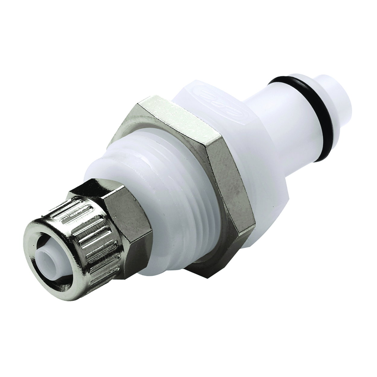 CPC Coupling, POM, Male. with valve, plate mount, screw-on Ø4x6