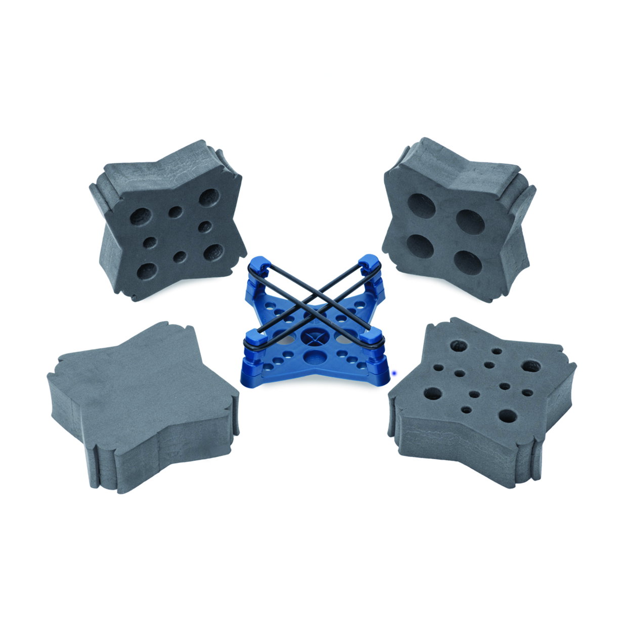 Large sample set (Model H302) cons. of platform, bands, and an assortment of foam inserts