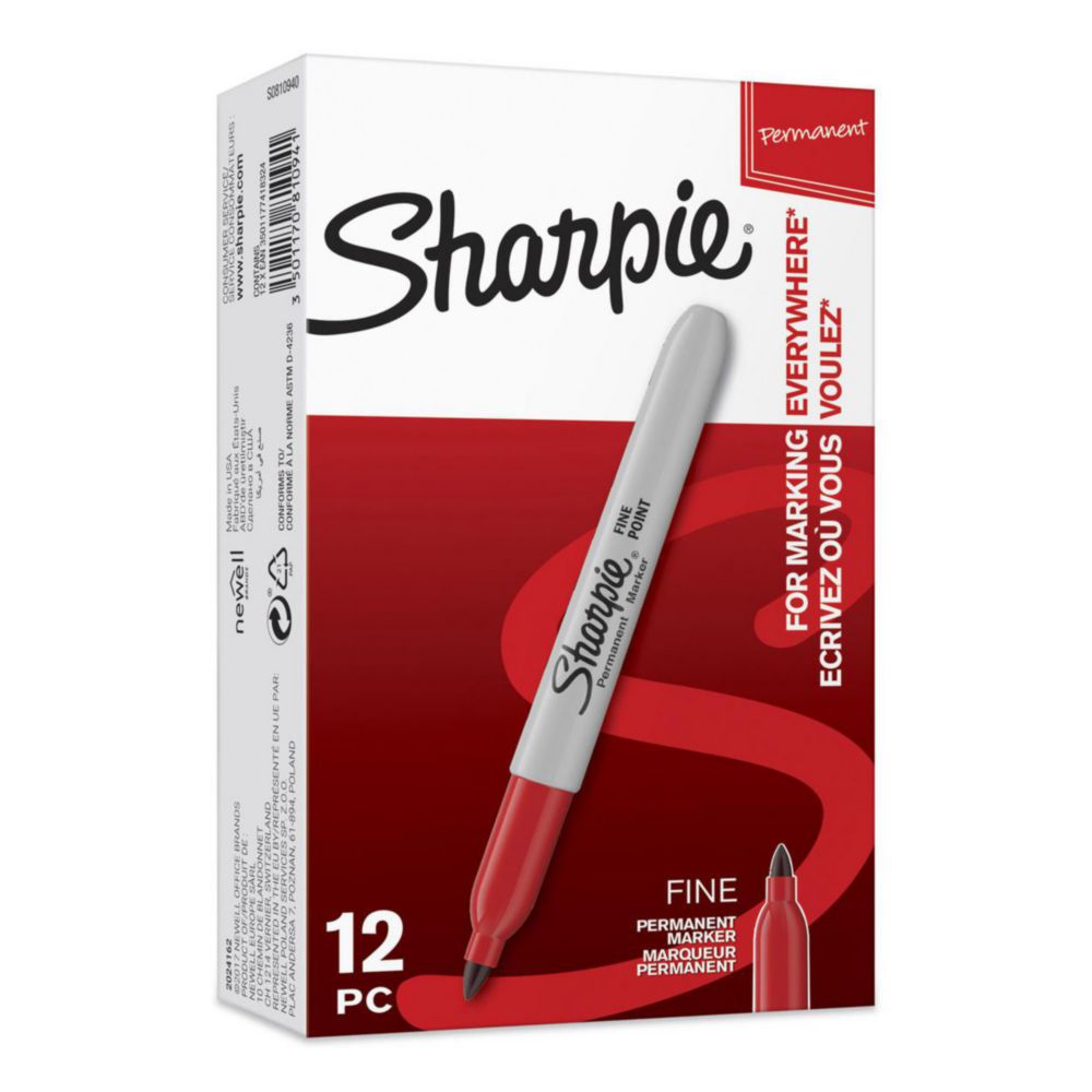 Sharpie® Permanent Marker Fine Round Tip box of 12 red