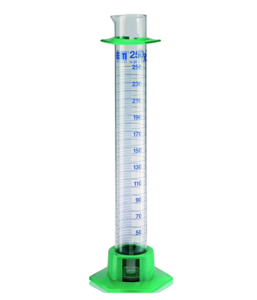 Measuring cylinder 10 ml with plastic base, Duran ring section, class A, KB-certified