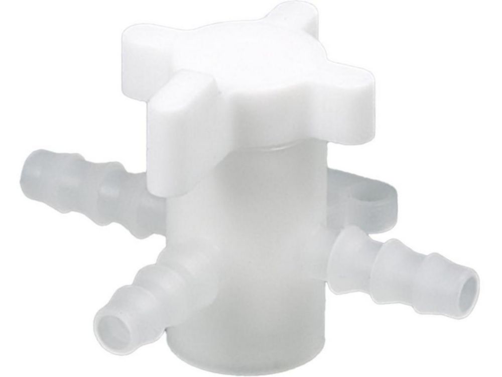 3-way stopcock, PVDF, bore 4 mm for tubing bore 5-7 mm