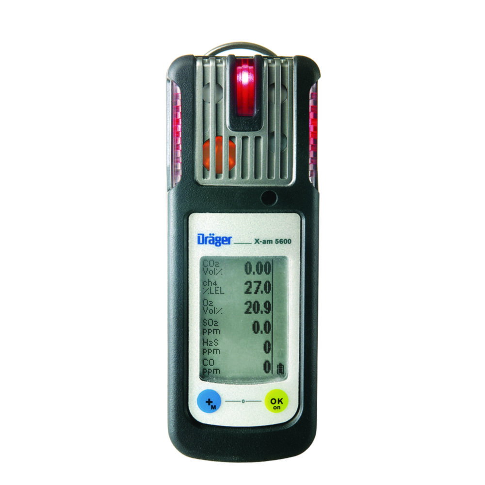Multi-gas detector Dräger X-am® 5600 Dual-IR Ex/ CO2, XXS-Sensor O2, XXS-Sensor CO/ H2S battery and charger set incl. CSE case with pump,