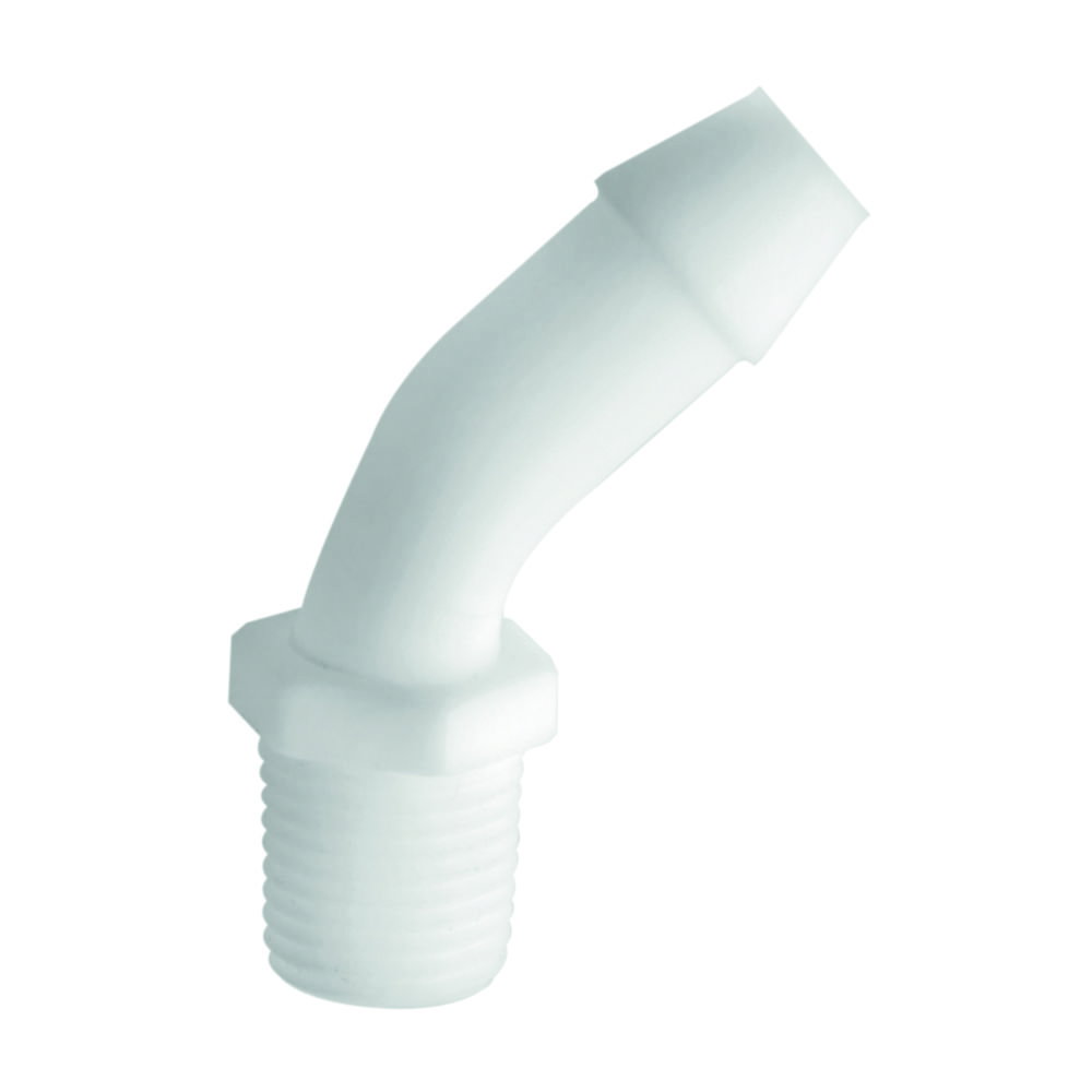 Tubing connector, bend, PTFE PTFE, for tubing 6.4mm