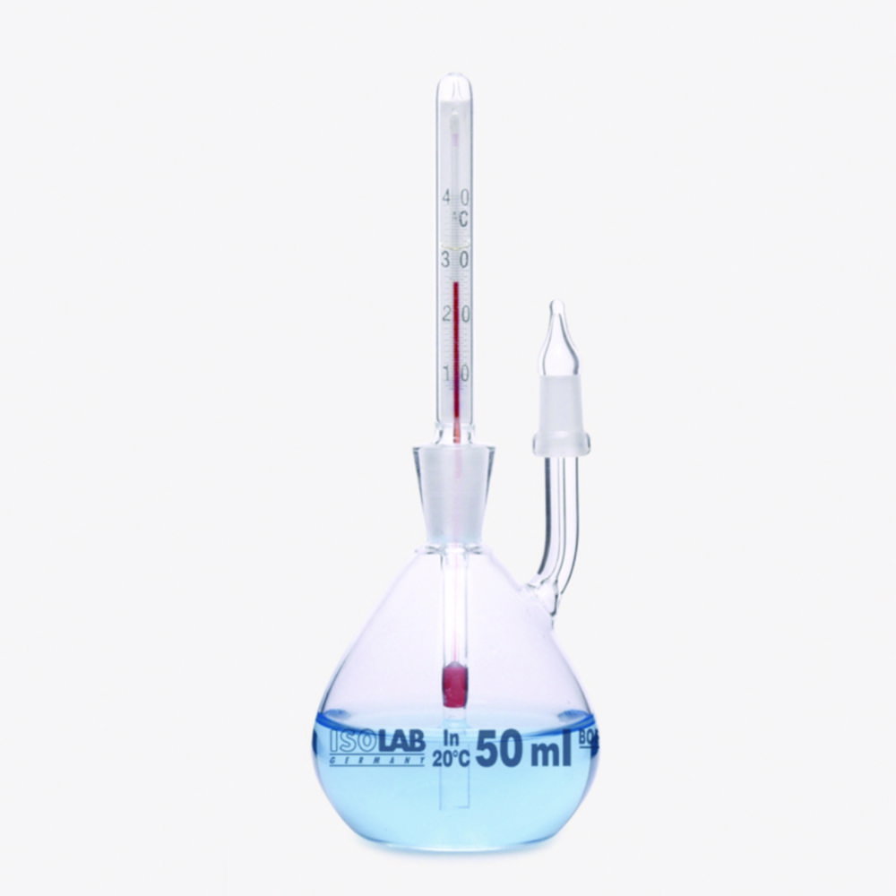 Density bottle 50 ml glass, calibrated, with thermometer