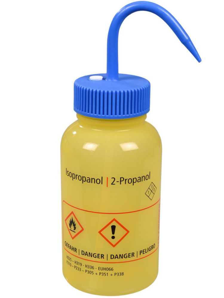 LeakProof wash bottle 500 ml LDPE, "Isopropanol" print on german, english and french