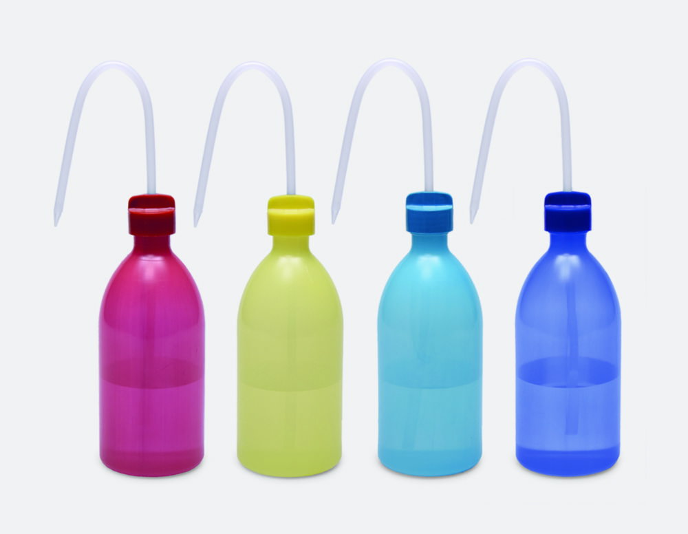 Wash bottles 500 ml PE, narrow-neck, red pack of 3