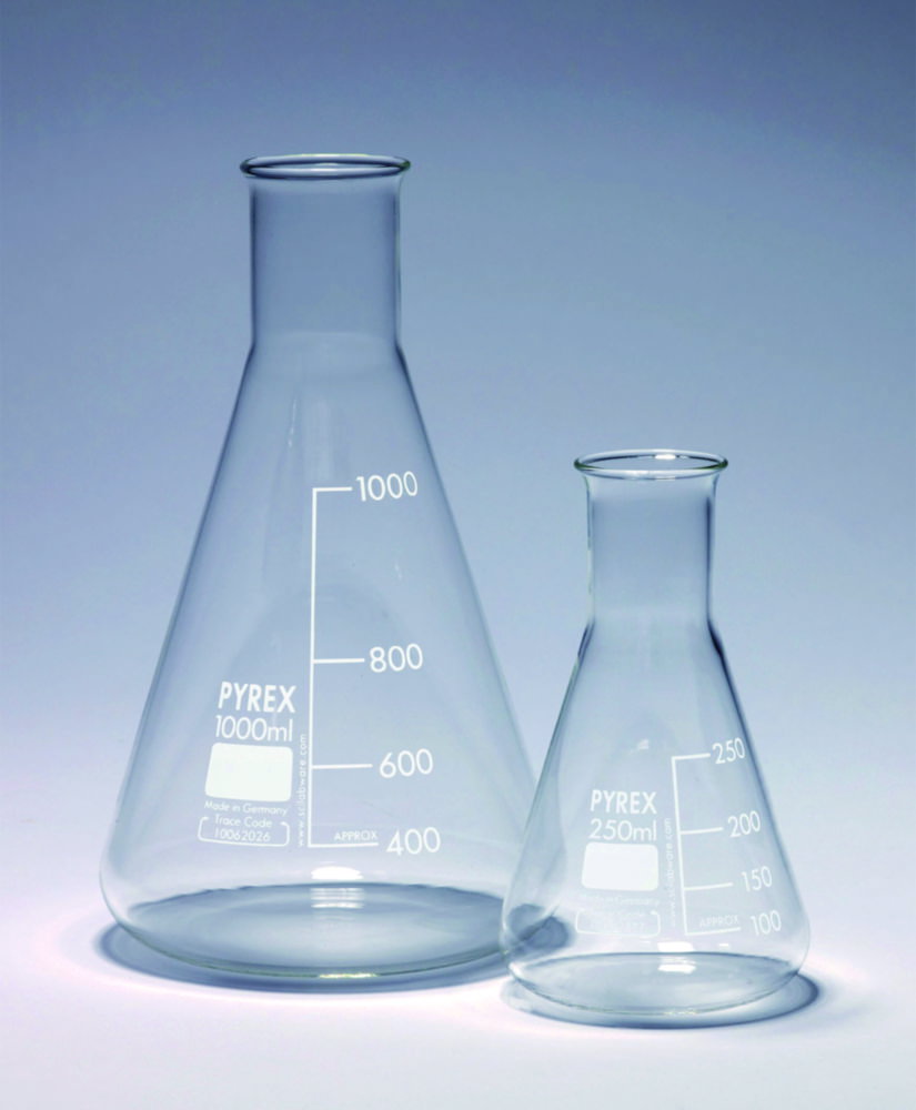 Erlenmeyer flask 3000 ml narrow neck, Pyrex®, pack of 2
