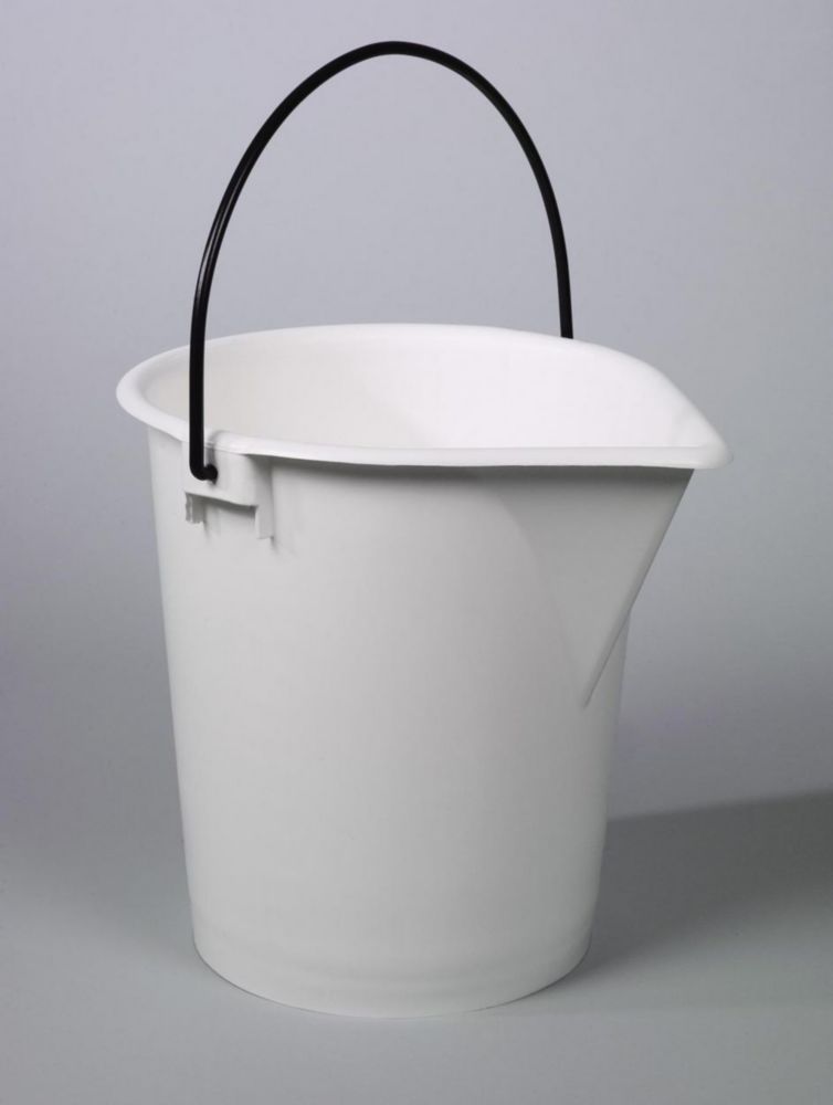 Laboratory bucket 15 l, PE white, with graduation, spout