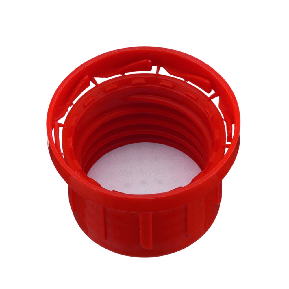 Degassing cap, PP red, with cone seal, originality ring and degassing diaphragm