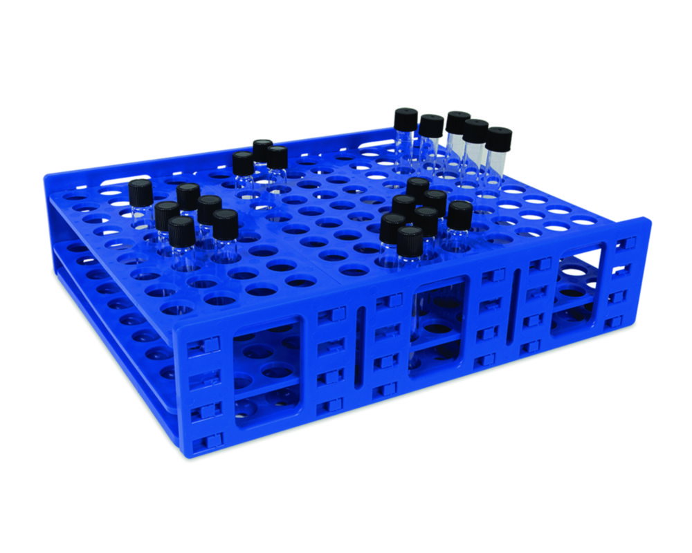 Tube Rack Mega Rack®, PP, single for 120 x 15ml (18-20mm) tubes, blue, autoclavable, pack of 1
