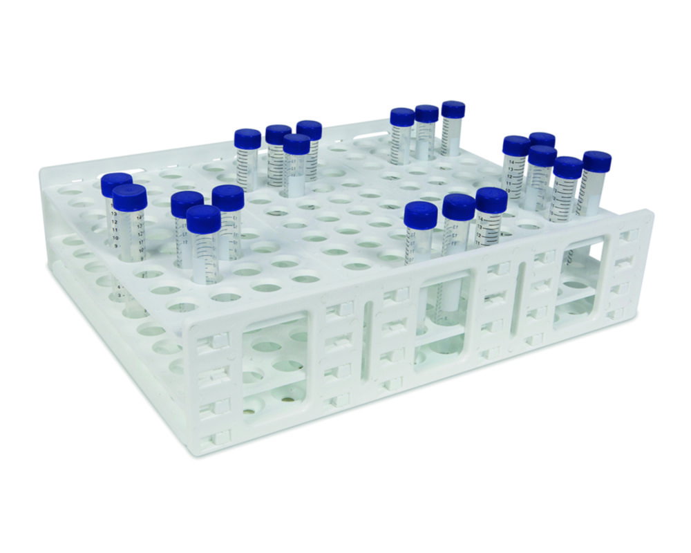 Tube Rack Mega Rack®, PP, single for 120 x 15ml (18-20mm) tubes, white, autoclavable, pack of 1