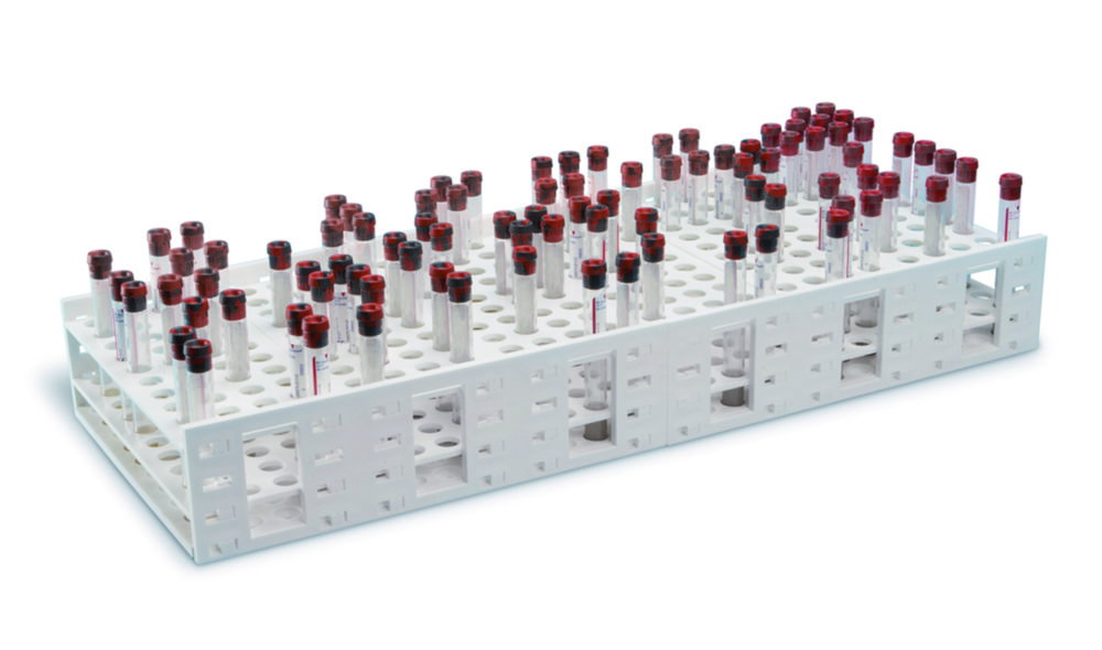 Tube Rack Mega Rack®, PP, double for 432 x 5-7ml (10-13mm) tubes, white, autoclavable, pack of 1