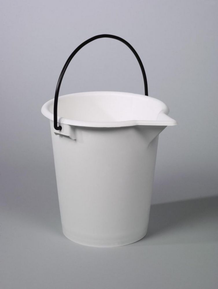 Laboratory bucket 10 l, PE white, with graduation, spout dia. 290mm