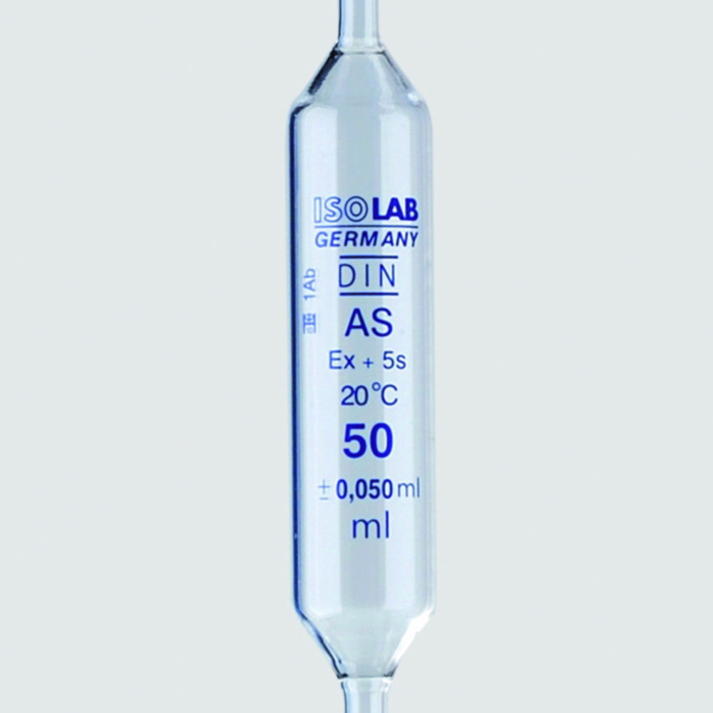 Volumetric pipette 2 ml, class AS blue grad., 330 mm, conformity batch certified
