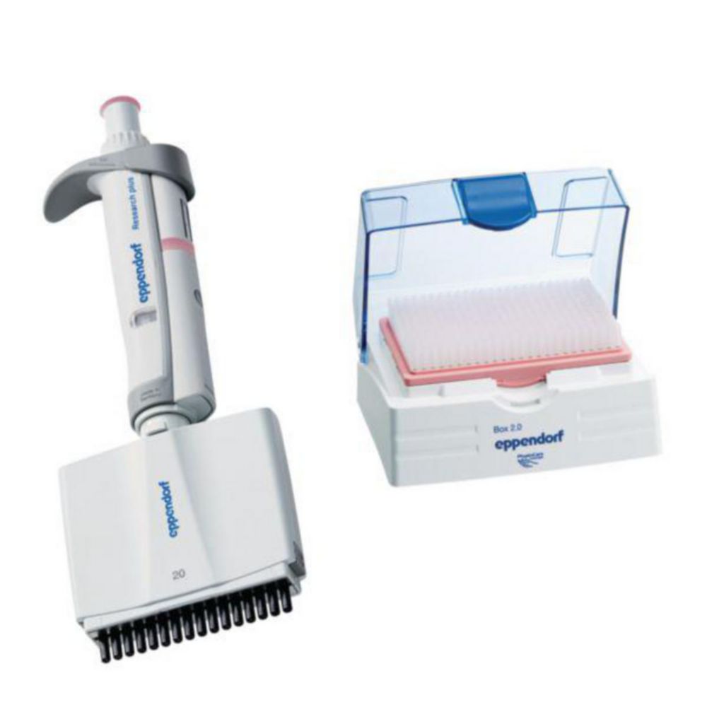 Research® plus, 16-channel, variable 1 - 20 µL, light pink incl. epT.I.P.S.®-Box
