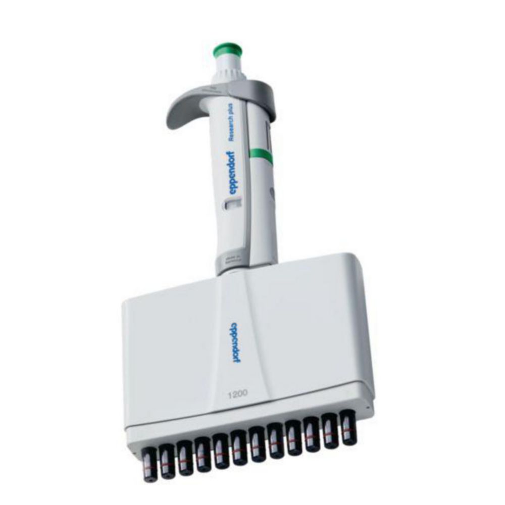 Research® plus, 12-channel, variable 120 - 1.200 µL, green